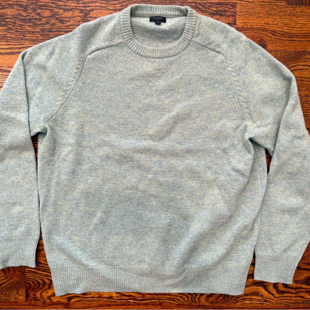 J Crew heathered green wool sweater M